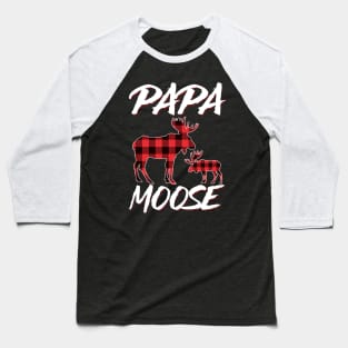 Red Plaid Papa Moose Matching Family Pajama Christmas Gift Baseball T-Shirt